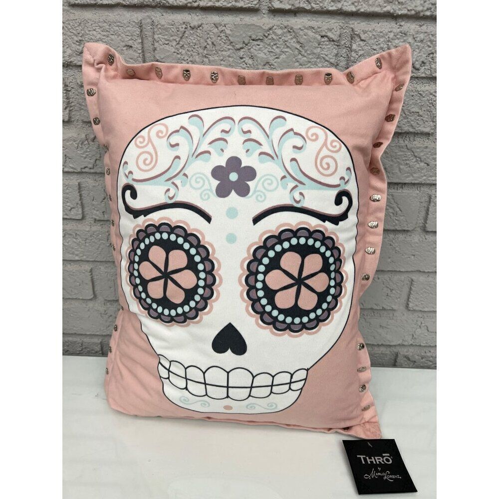 Thro Soft Pink Sugar Skull Skeleton Throw Decorative Pillow